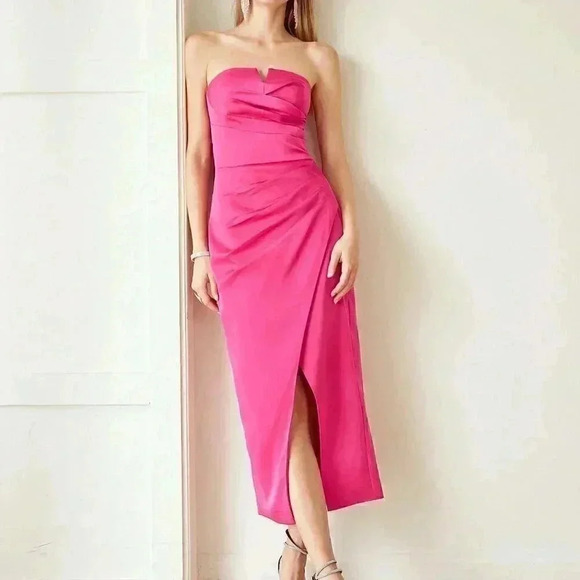 PINK PREPPY WOMENS GATHERED STRAPLESS DRESS - Picture 3 of 5